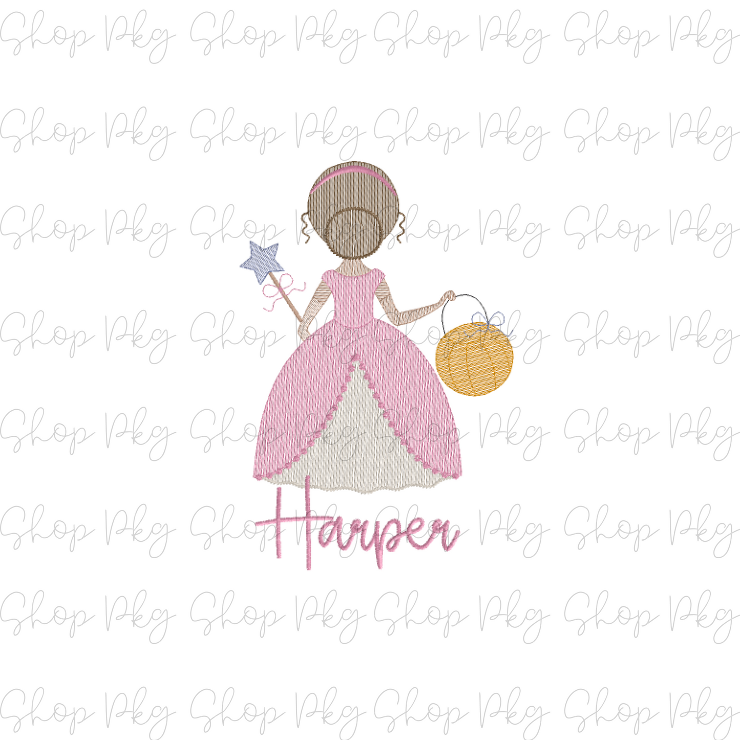 Princess Halloween Trick or Treating Embroidery