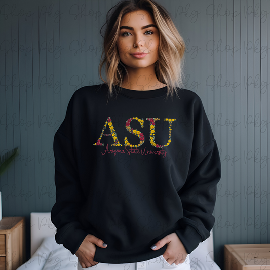 Arizona State University Floral Letter Embroidery ASU