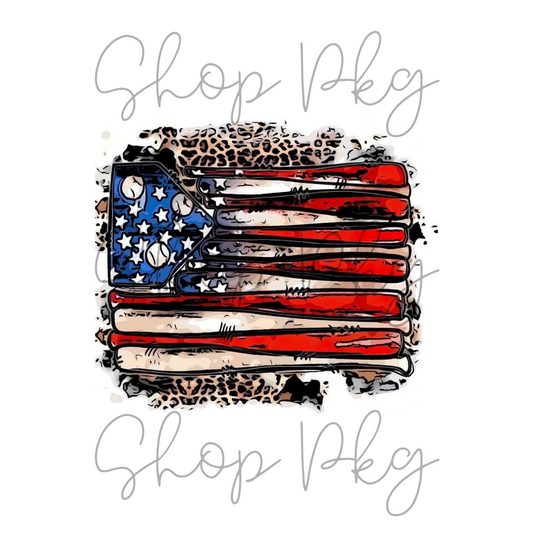 Baseball American Flag with Leopard Backsplash