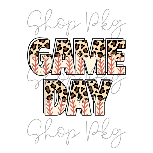 Beige Leopard Baseball Split Letters Game Day