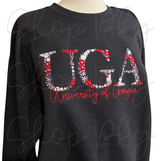 UGA Floral Letters Embroidered Sweatshirt