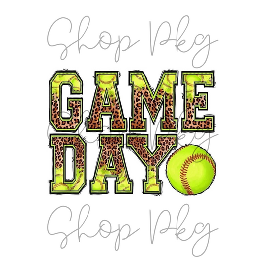 Game Day Softball Leopard Split Letters