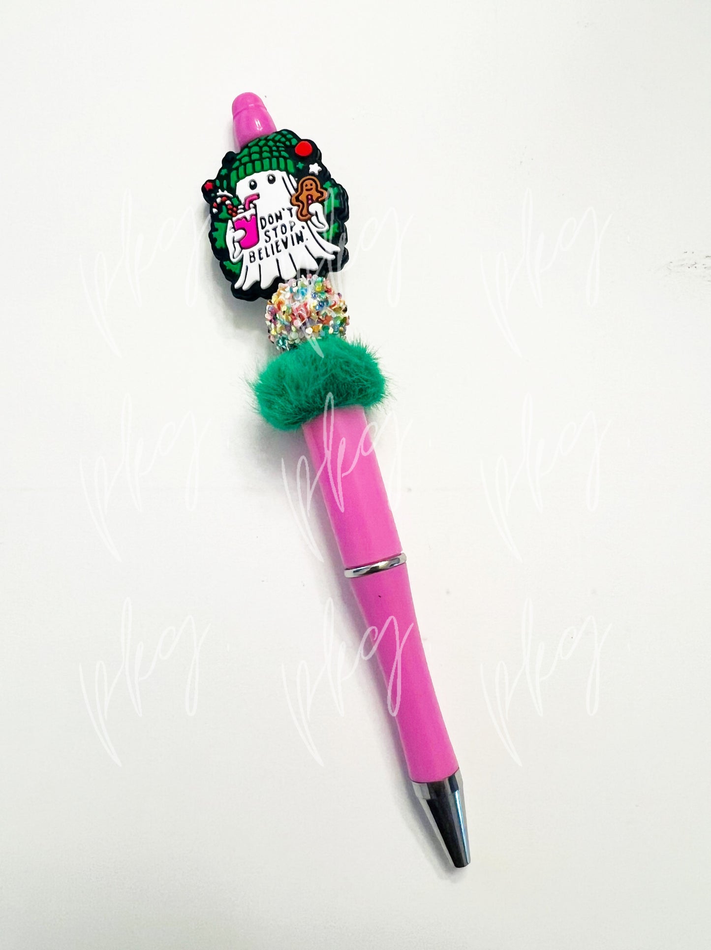 Don't Stop Believing' Boujee Christmas Ghost Handmade Beadable Pen