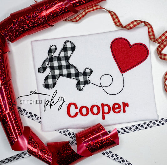 Flying Plane Heart Applique