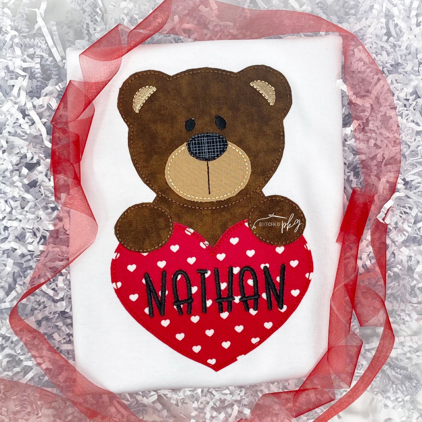 Teddy Bear Holding a Heart Applique