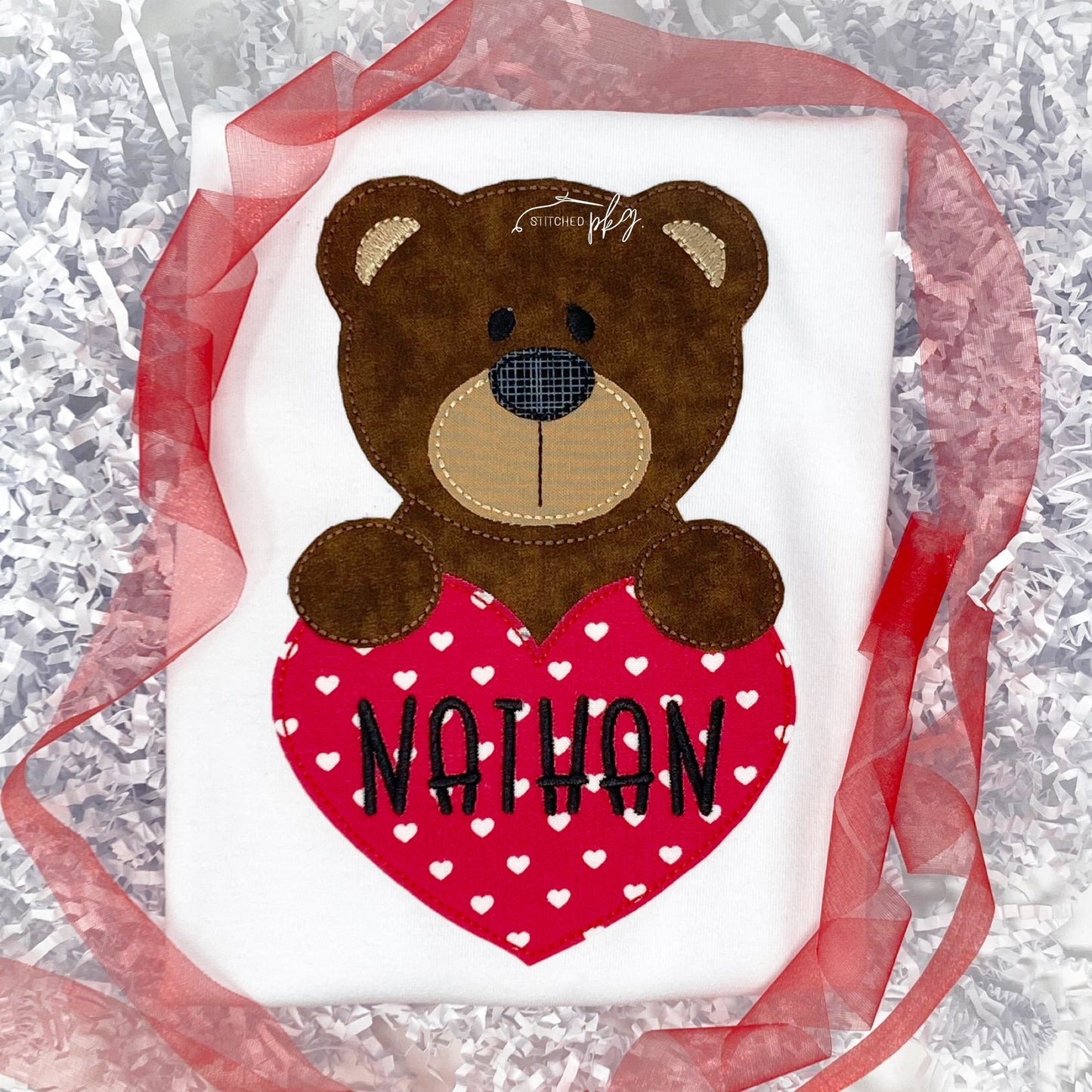 Teddy Bear Holding a Heart Applique