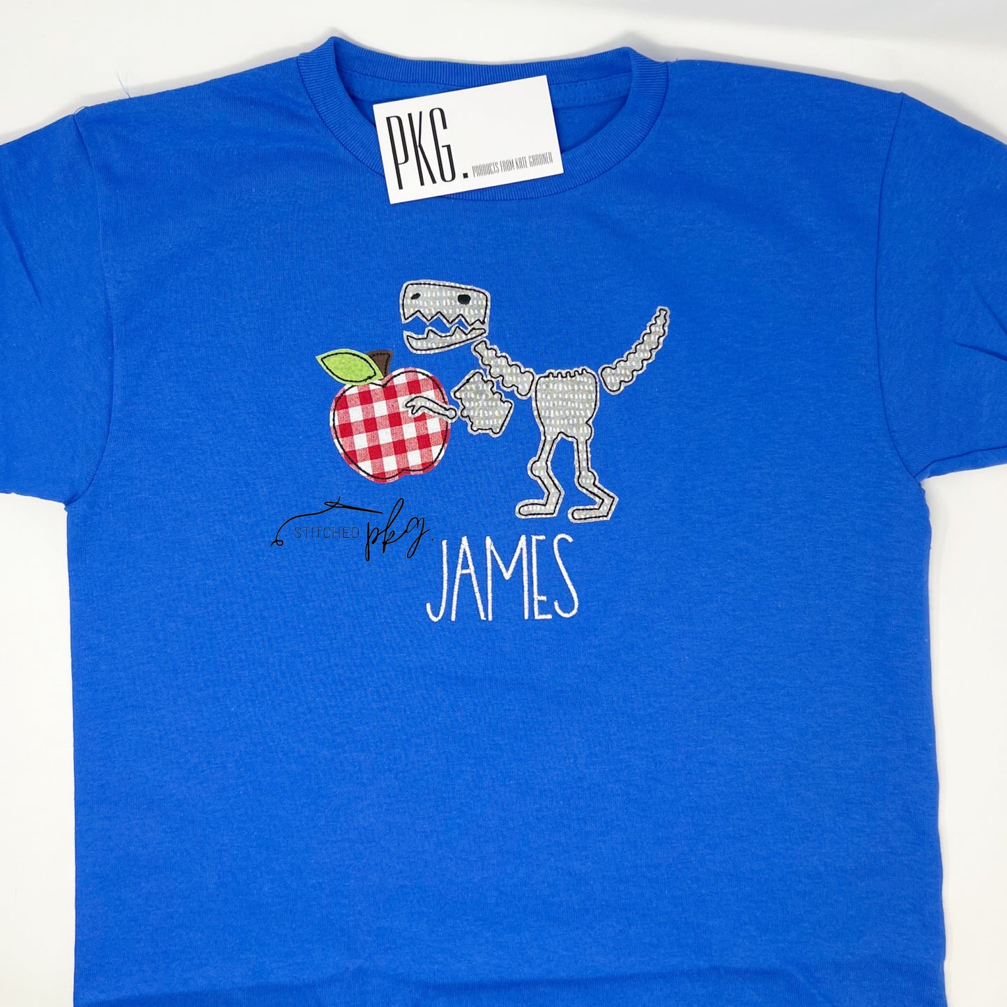 Back to School T-Rex Skeleton Applique