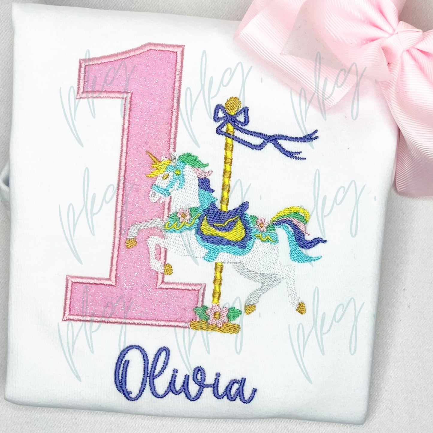 Carousel Unicorn Birthday Applique