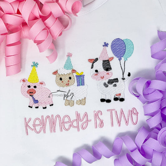 Oink Baa Moo Birthday Embroidery