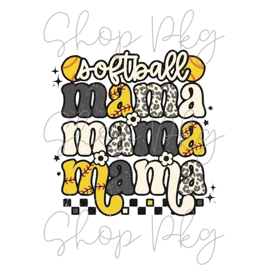 Softball Mama Stacked Retro