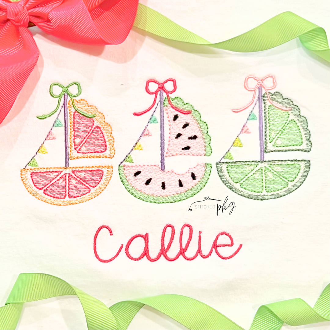 Citrus Fruit Sailboat Trio Embroidery