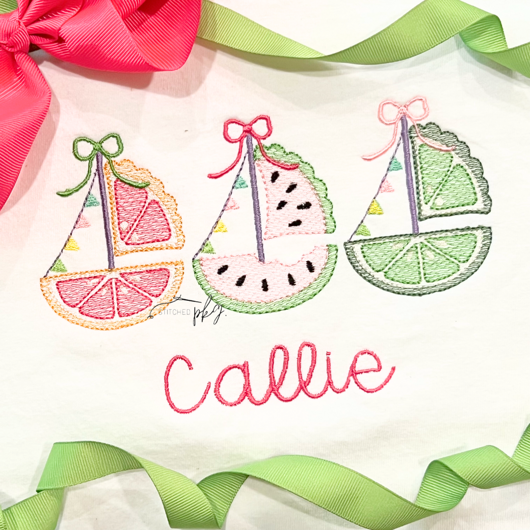Citrus Fruit Sailboat Trio Embroidery