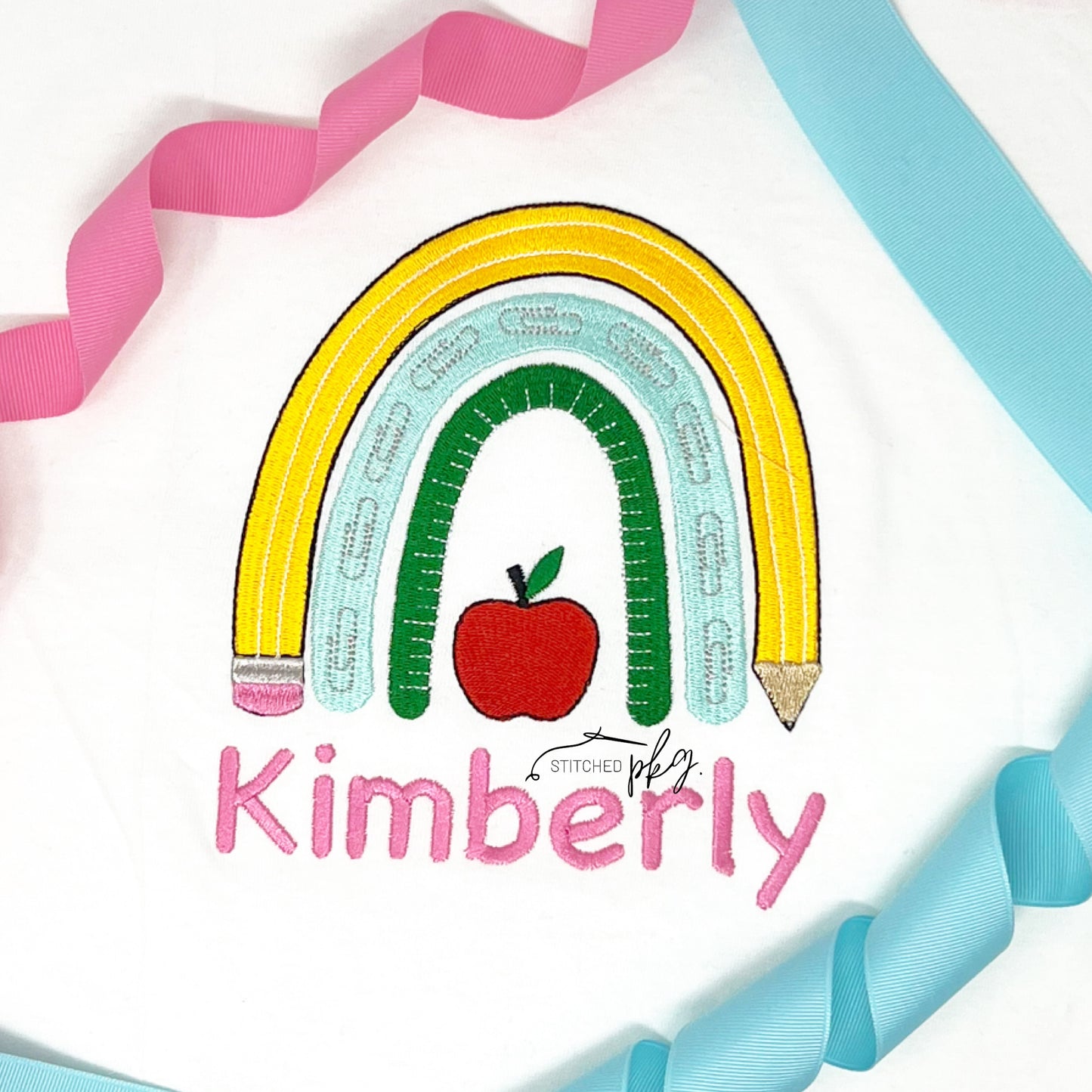 Back to School Rainbow Girl Embroidery