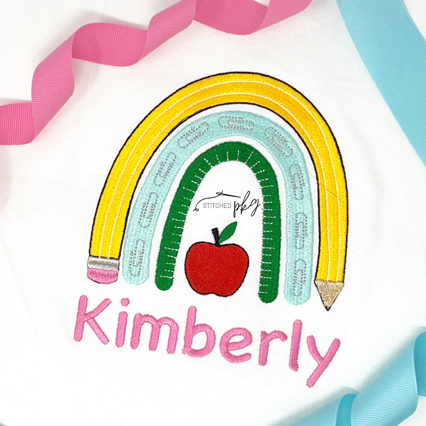 Back to School Rainbow Girl Embroidery