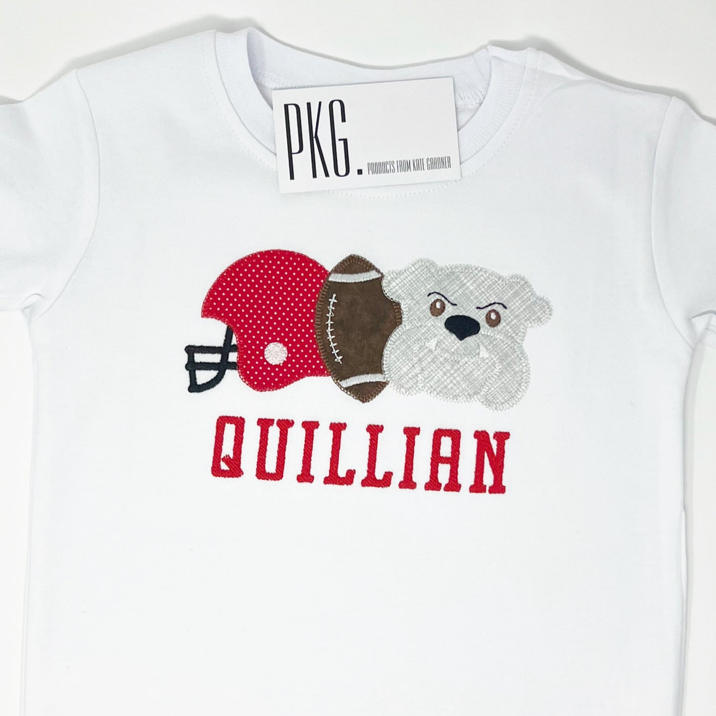 Boy Trio Football Bulldog Applique