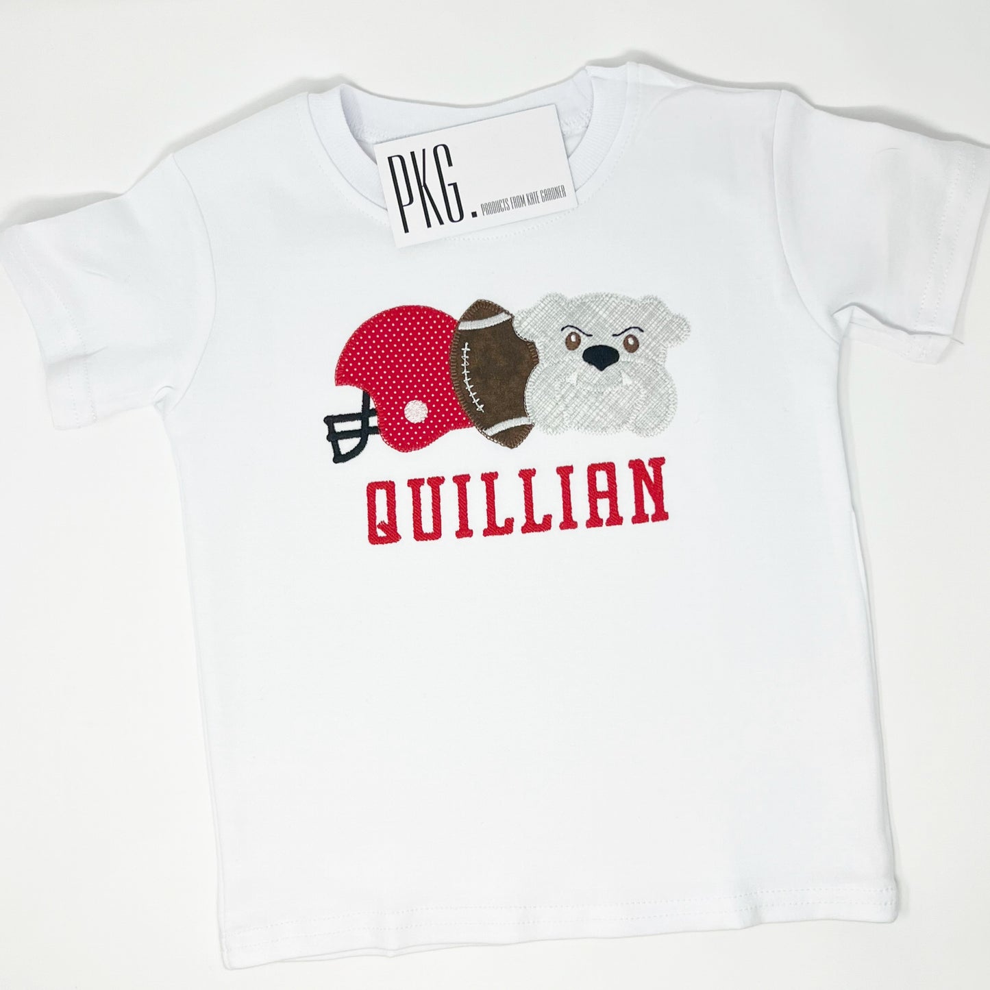 Boy Trio Football Bulldog Applique