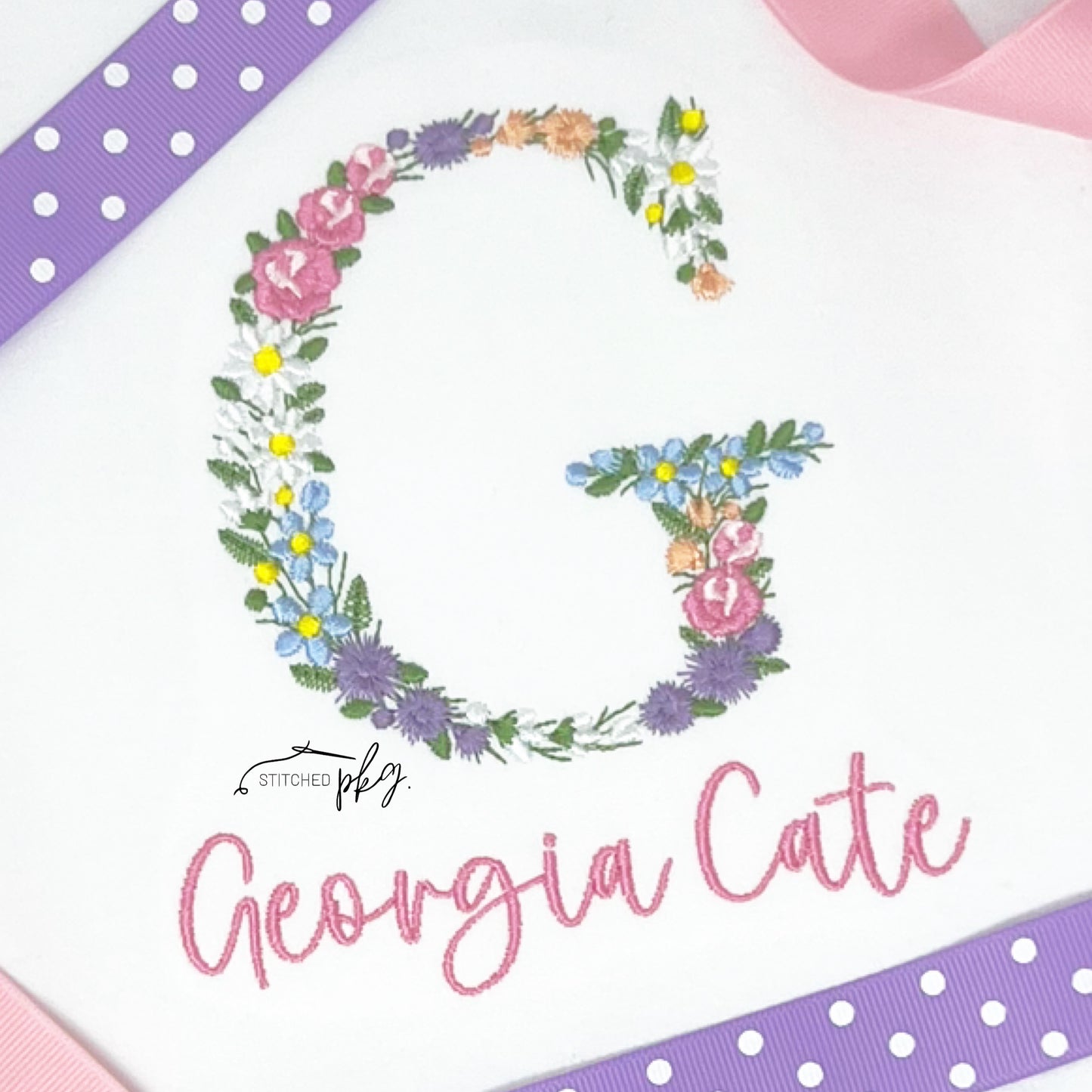 Floral Letter Personalized Name Embroidery