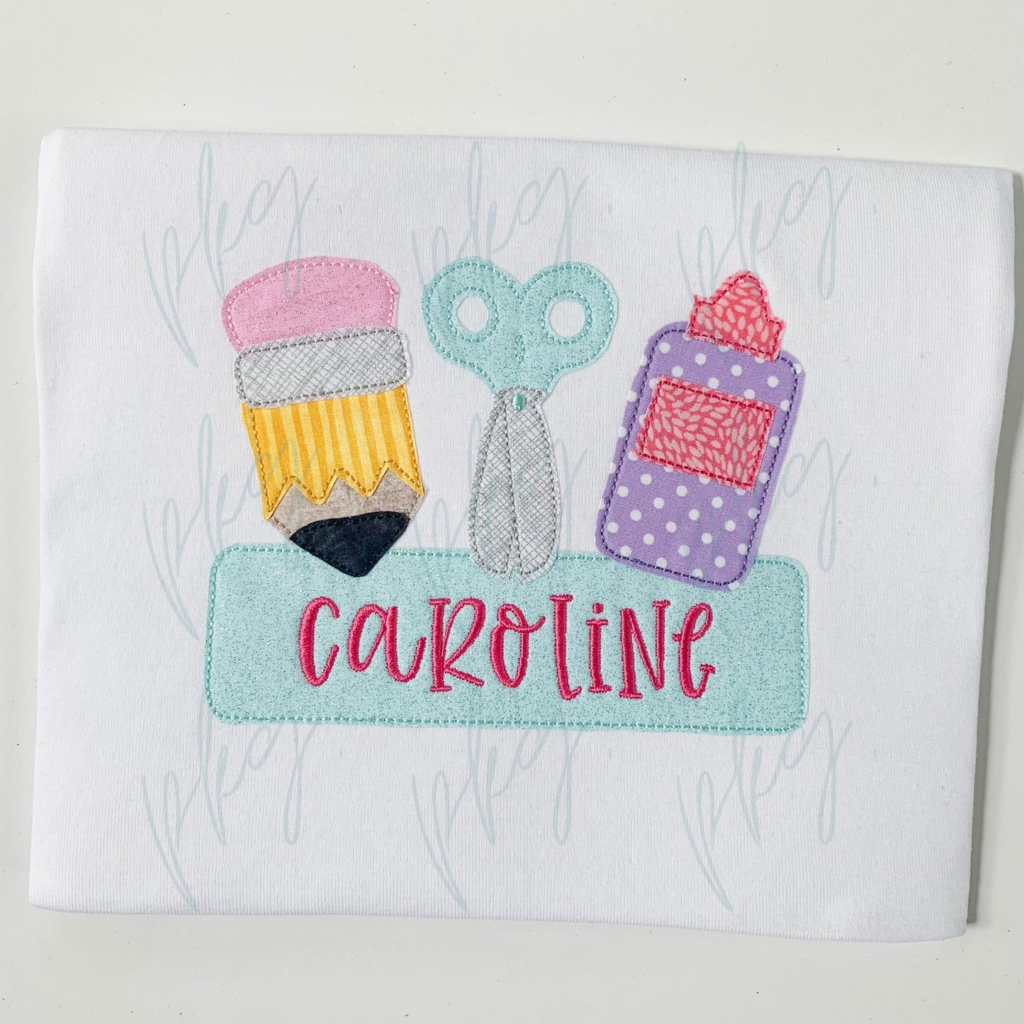 School Supplies Applique Girl