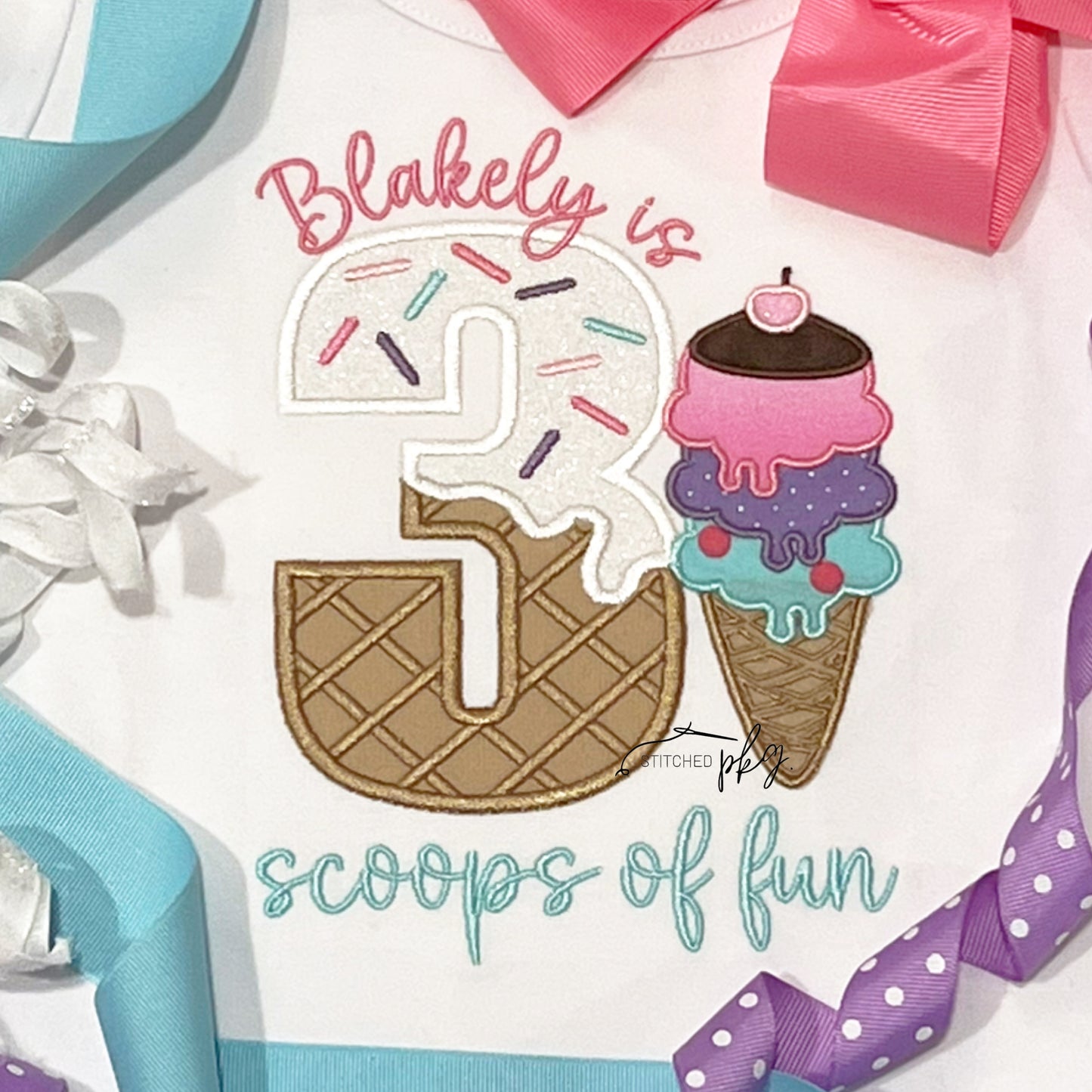 Scoops of Fun Birthday Applique