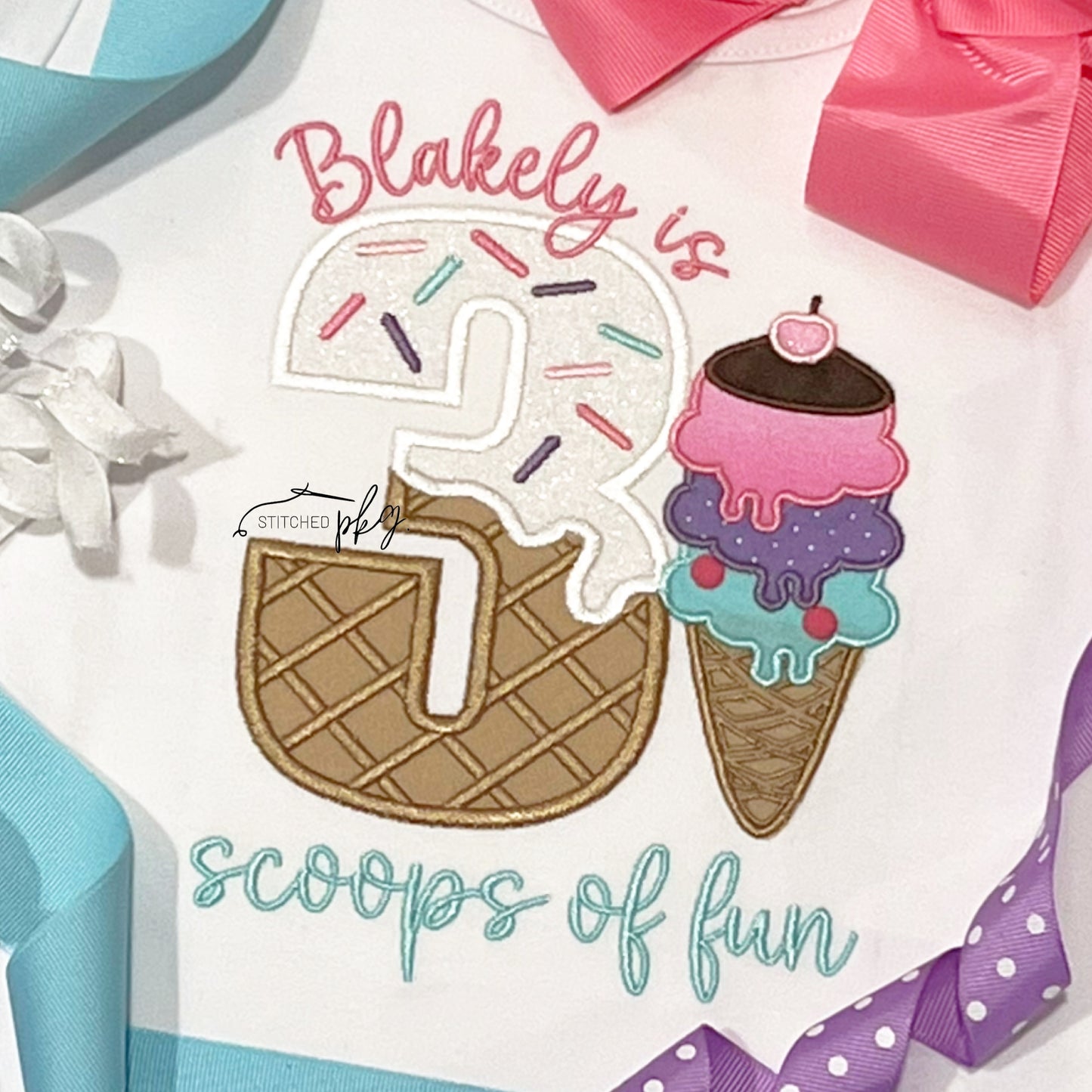 Scoops of Fun Birthday Applique