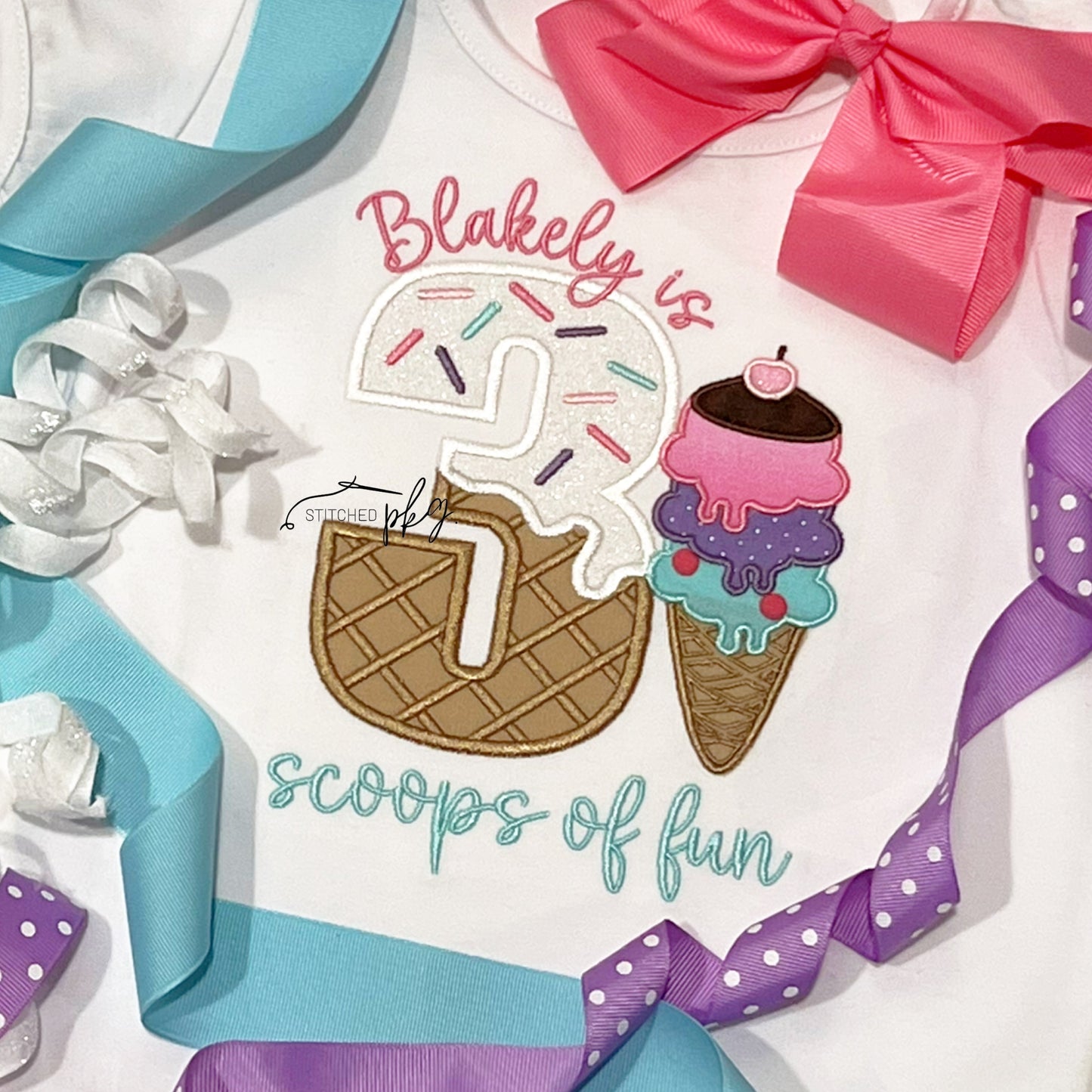 Scoops of Fun Birthday Applique
