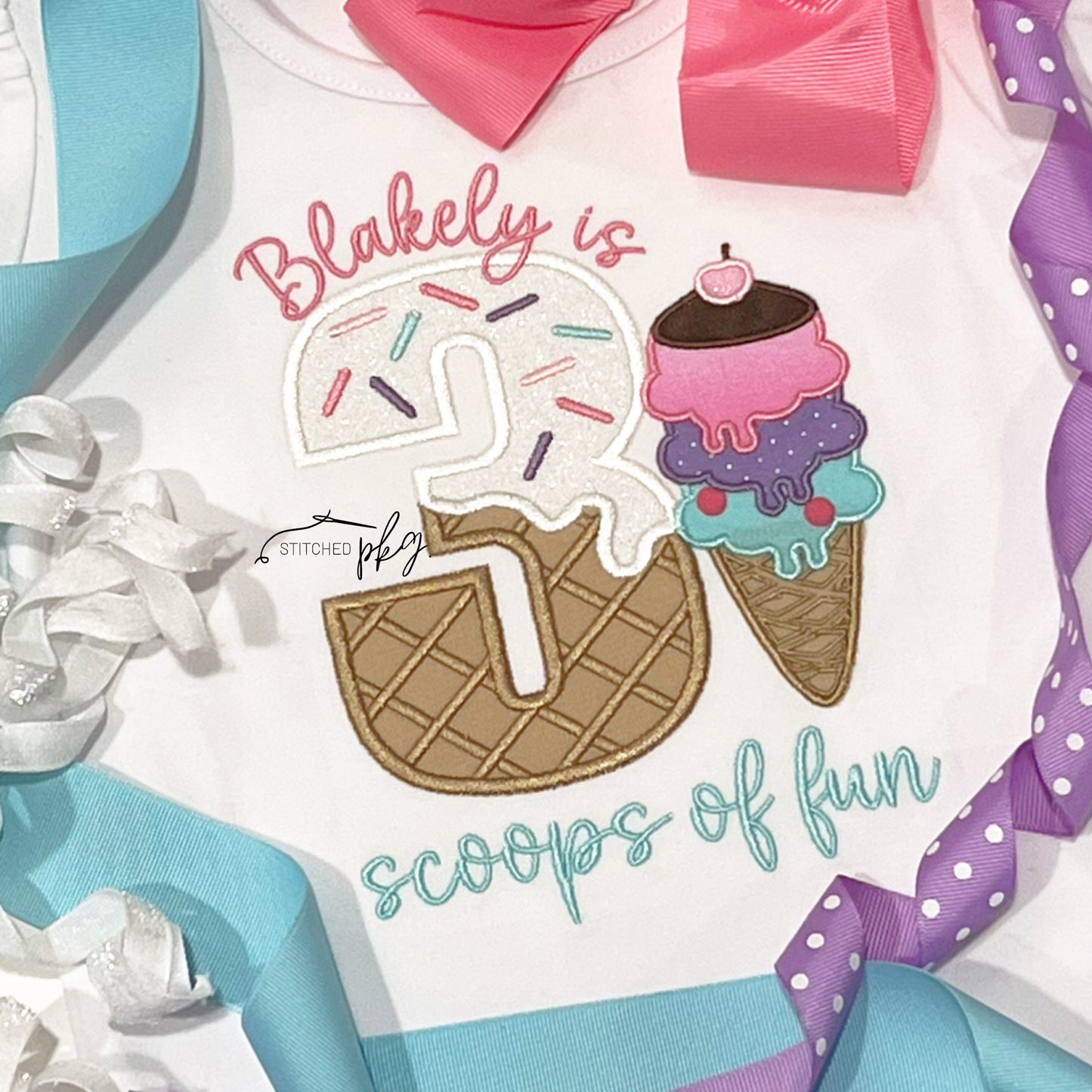 Scoops of Fun Birthday Applique