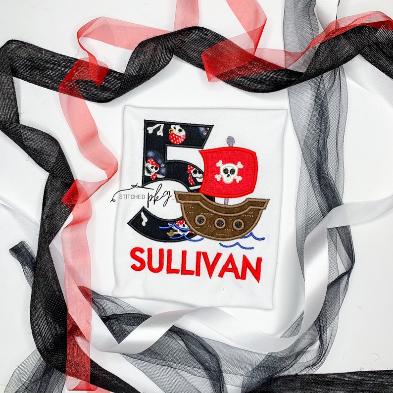 Pirate Ship Birthday Number Applique