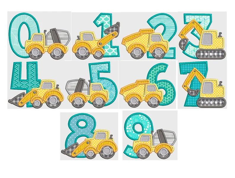 Construction Birthday Number Applique