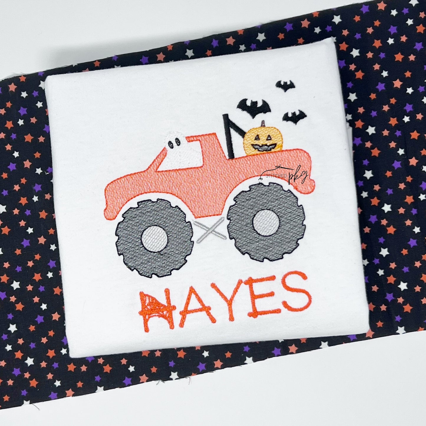 Halloween Boy Monster Truck Embroidery