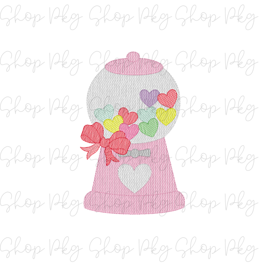Embroidered Heart Gumball Machine with Bow