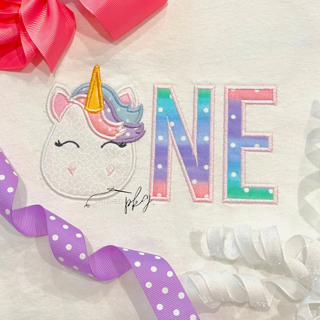 ONE Unicorn Birthday Applique