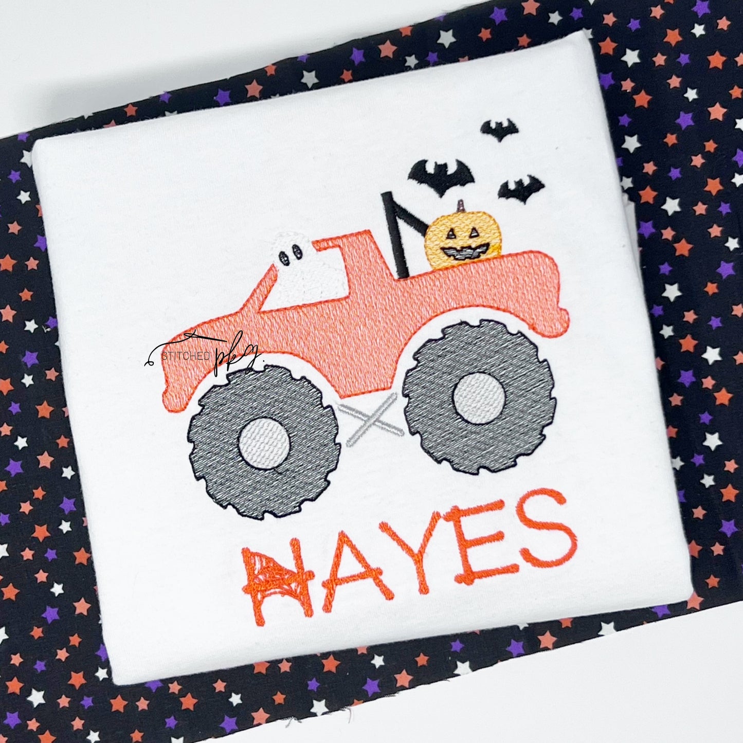 Halloween Boy Monster Truck Embroidery