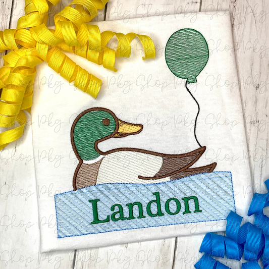 Mallard Duck Birthday Embroidery