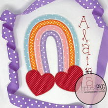 Load image into Gallery viewer, Polka Dot Rainbow with Hearts Applique
