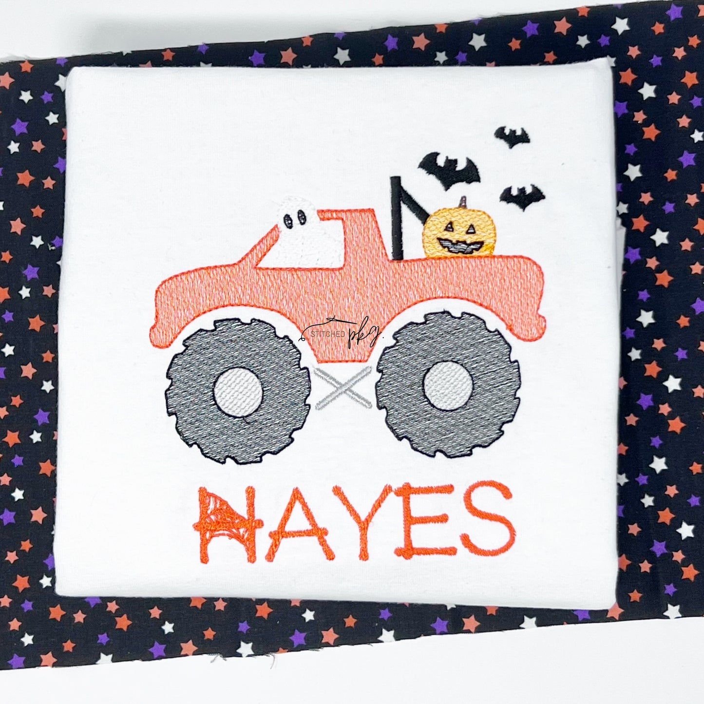 Halloween Boy Monster Truck Embroidery