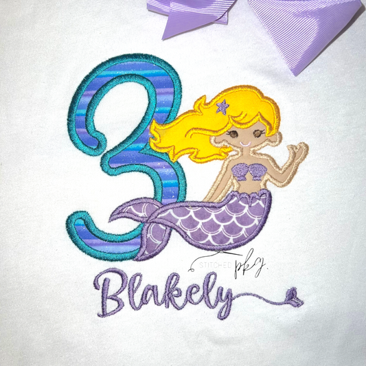 Mermaid Birthday Applique