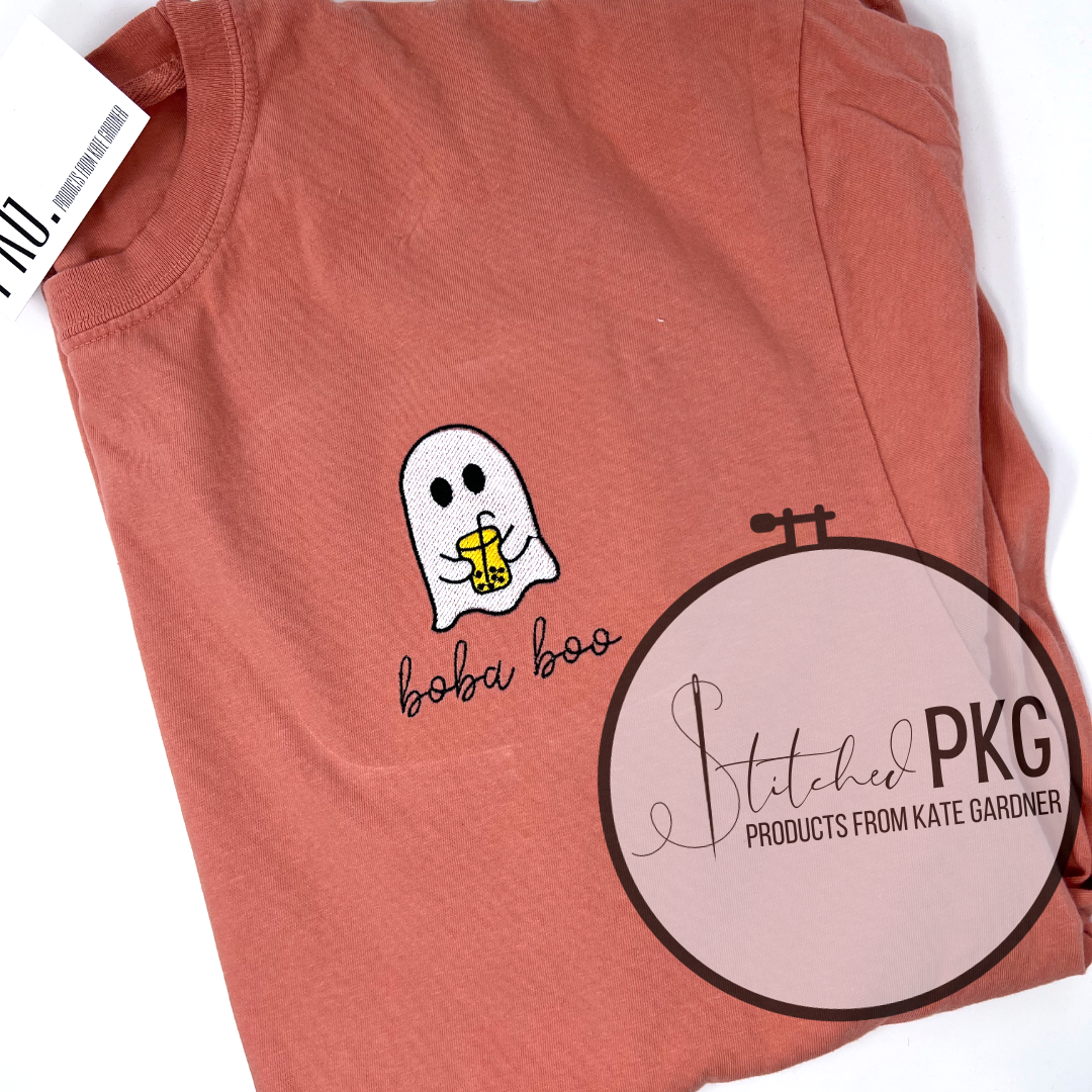 Boba Boo Embroidered Ghost Shirt