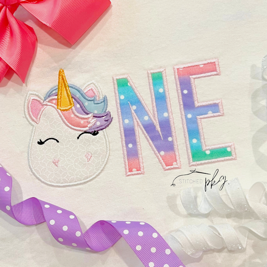 ONE Unicorn Birthday Applique