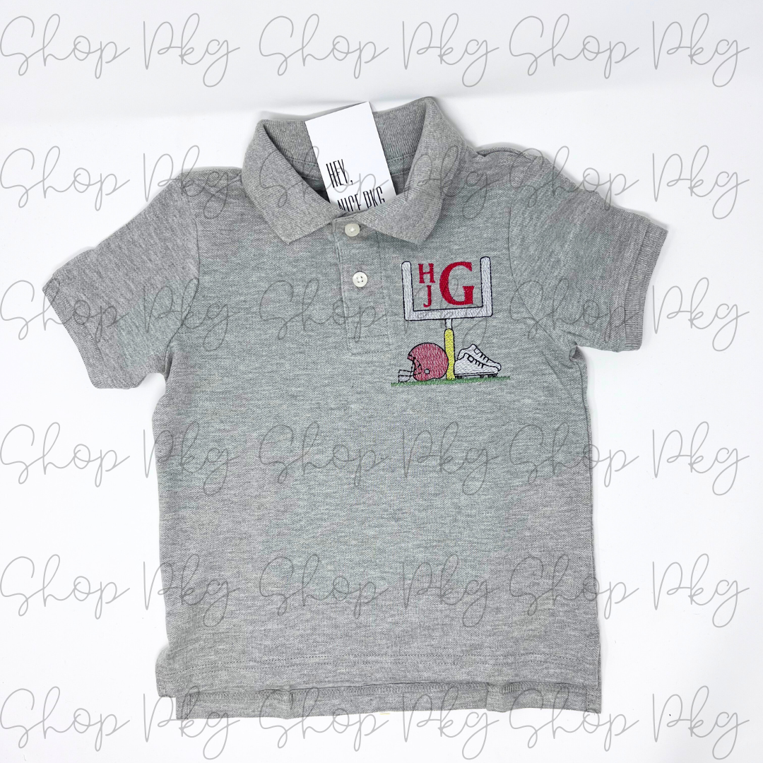 Football Goalpost Embroidered Monogram Polo