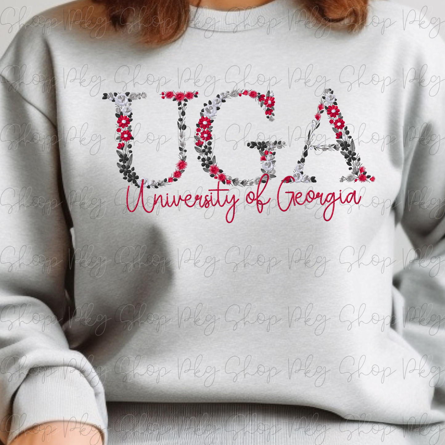 UGA Floral Letters Embroidered Sweatshirt