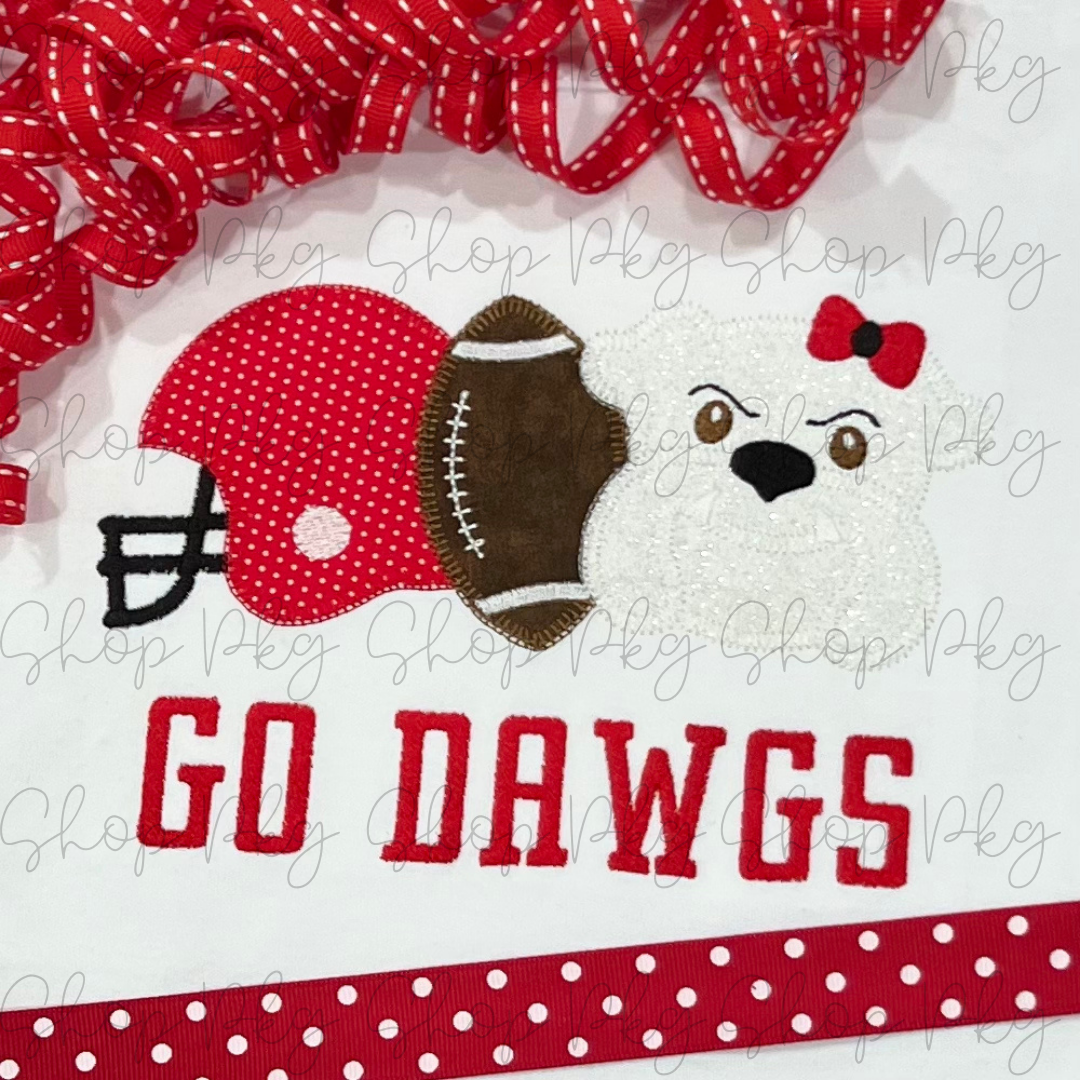 Girl Trio Football Bulldog Applique