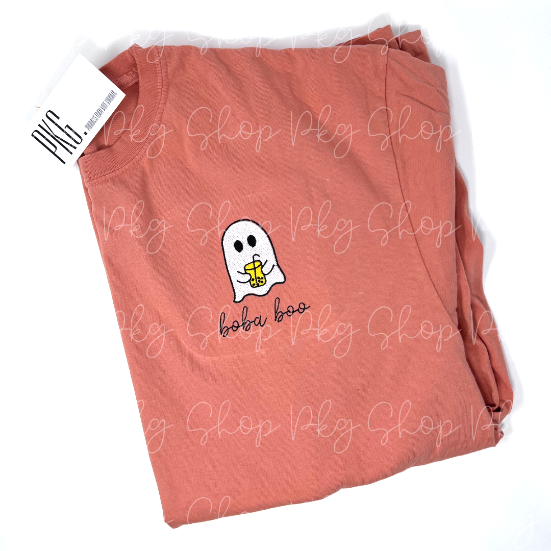 Boba Boo Embroidered Ghost Shirt