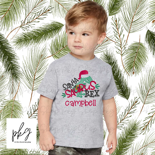 Santa Saurus Rex Embroidered Top