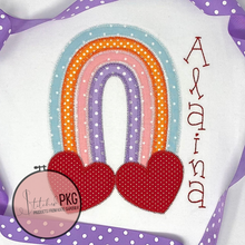 Load image into Gallery viewer, Polka Dot Rainbow with Hearts Applique
