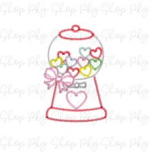 Load image into Gallery viewer, Zig Zag Applique Heart Gumball Machine with Bow
