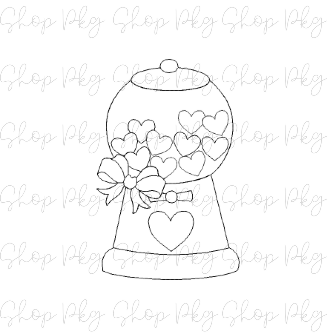 Bean Stitch Applique Heart Gumball Machine with Bow