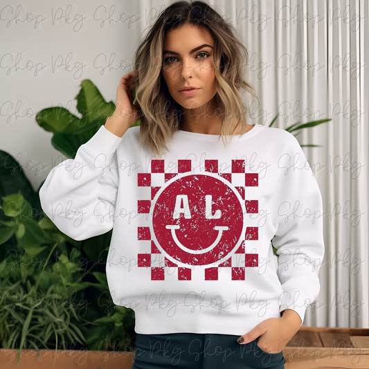 AL Alabama Smiley Check Graphic Tee