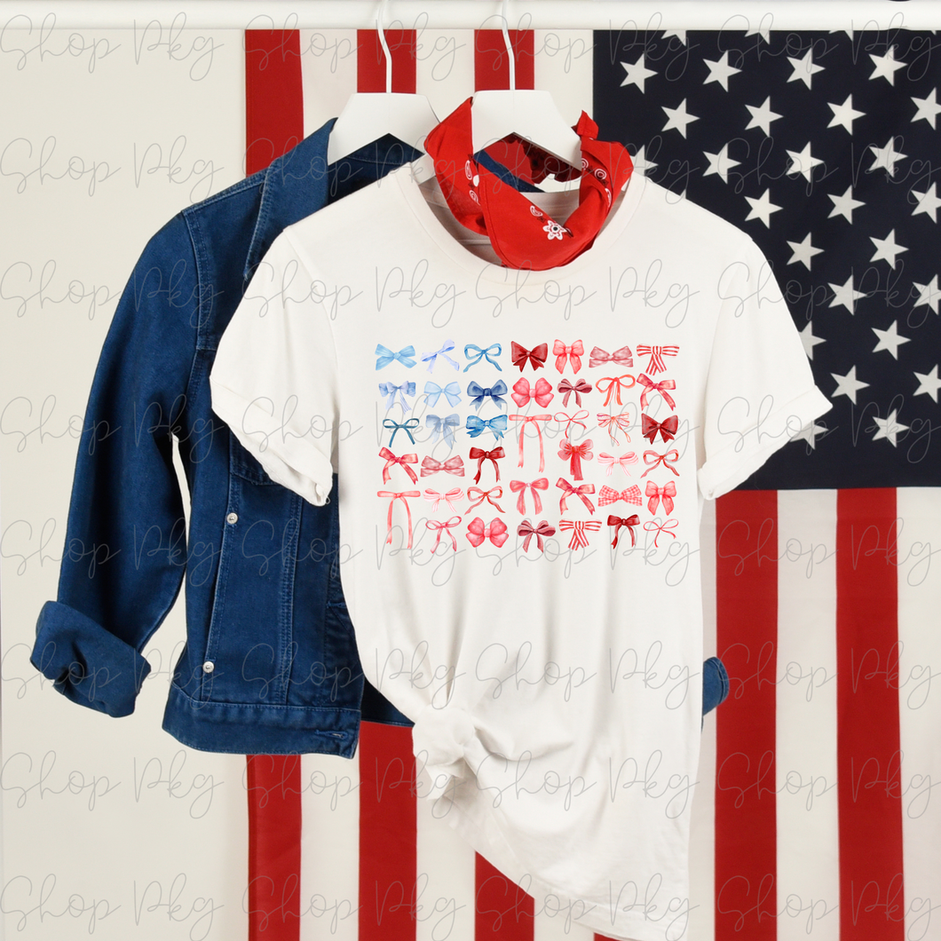 American Flag Bow Collage Graphic Tee