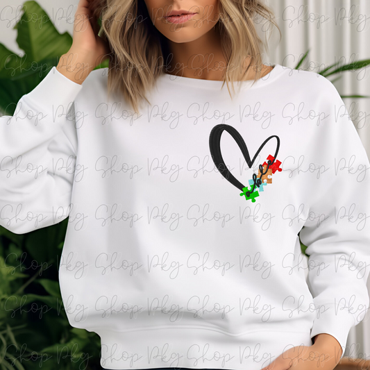 Autism Love Heart LC Embroidered Sweatshirt