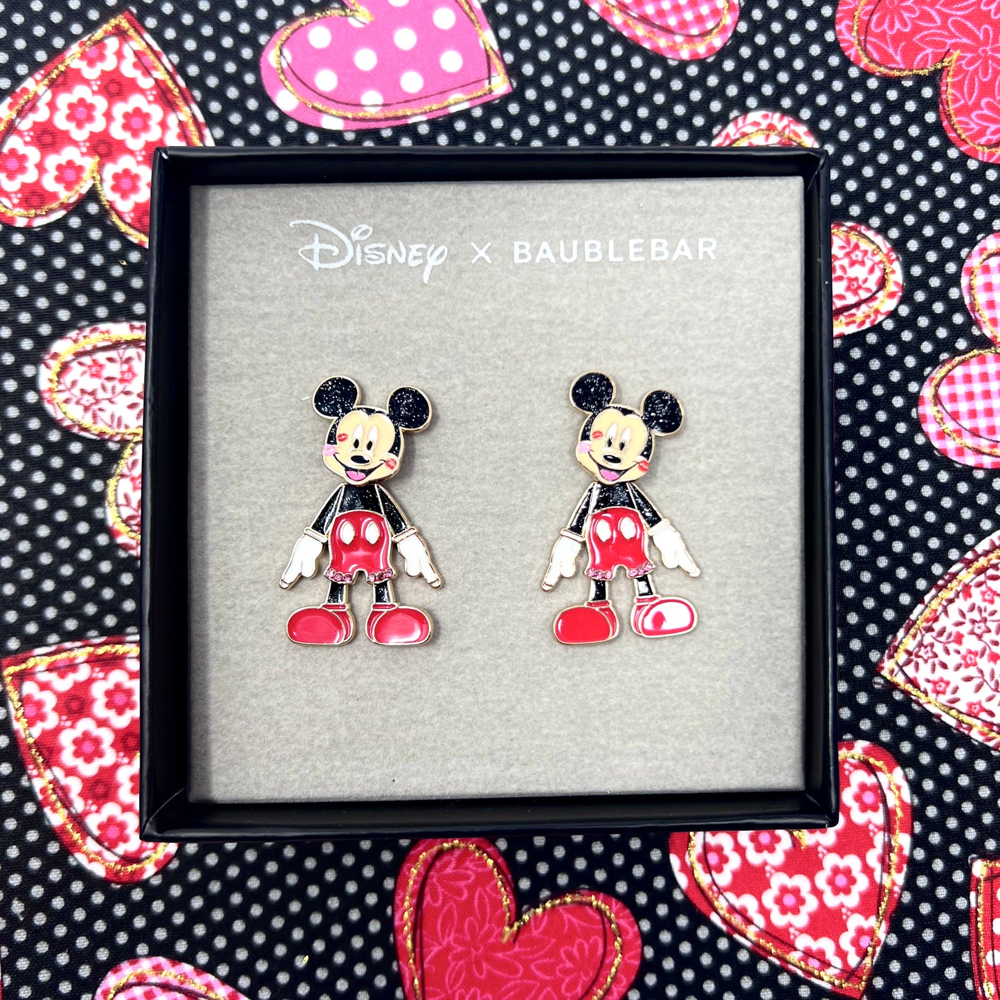 Mickey Dangle Earrings Kisses on Face